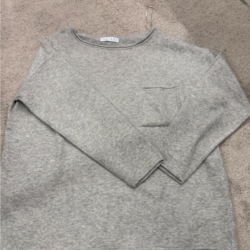 Primark Gray Crewneck Sweater with Ribbed Details